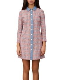 Maje Renise Chambray Trim Tweed Shirt Dress   Bloomingdales at Bloomingdales