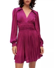 Maje Rianne Pleated Long Sleeve Minidress at Bloomingdales