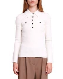 Maje Ribbed Knit Polo Shirt Bloomingdales at Bloomingdales