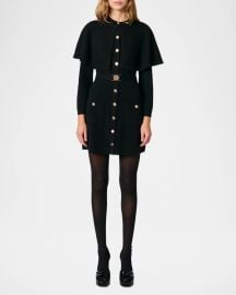 Maje Rycape Two-in-One Stretch Knit Mini Dress at Neiman Marcus