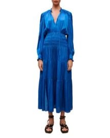 Maje Smocked Long Sleeve Midi Dress Bloomingdales at Bloomingdales