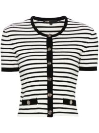 Maje Striped short-sleeve Cardigan White at Farfetch