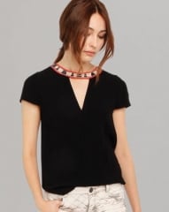 Maje Tee - Fraiche Woven Neck at Bloomingdales