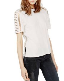 Maje Titre Embroidered Cutout Tee at Bloomingdales