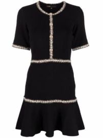 Maje embellished-trim Knitted Mini Dress - at Farfetch