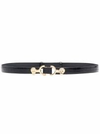 Maje lion-buckle Thin Leather Belt Black at Farfetch