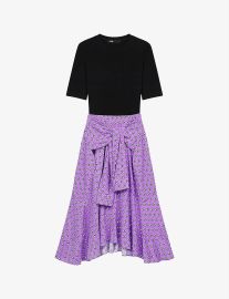 Maje panelled knot-front midi dress at Selfridges