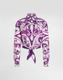 Majolica-print poplin shirt in Multicolor for Women DolceampGabbana US at Dolce & Gabbana