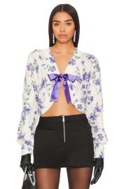 Majorelle Luan Cardigan in White And Blue at Revolve