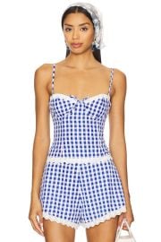 Majorelle Peggy Bustier Top In Blue White Check at Revolve