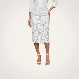 Makena Sequin Pencil Skirt in White L39AGENCE at L'Agence