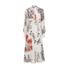 Makenene Poppies-Print Crepe De Chine Midi Dress  Sika39a  Wolf amp Badger at Wolf and Badger