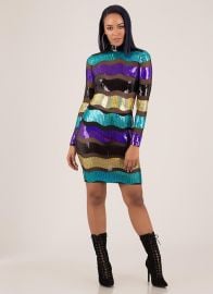 Making Waves Sequined Striped Mesh Dress by GoJane at GoJane