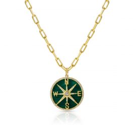 Malachite Diamond Compass Charm by Anne Sisteron at Anne Sisteron