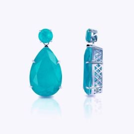 Maldives large pear paraiba drop earrings Gemma Azzurro at Gemma Azzurro