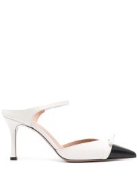 Malone Souliers Blythe 80MM Leather Mules in White Black at Farfetch