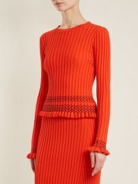 Malou ruffled-cuff ribbed-knit sweater at Matches