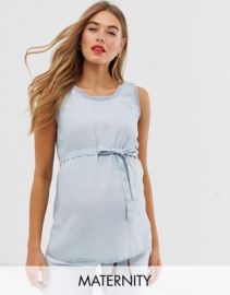 Mamalicious maternity sleeveless denim top   ASOS at Asos