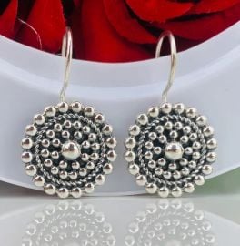 Mandala Beaded Disc Earrings, 925 Sterling Silver Dangle Earrings, Handmade Boho Statement Jewelry, Gift for Her, Artisan Drop Earrings at Etsy