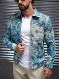 Manfinity Homme Men Floral Print Zip Up Jacket USA at Shein