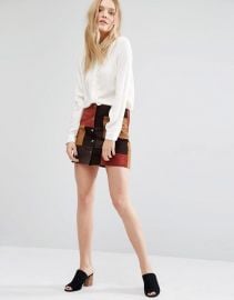 Mango   Mango Suede Patchwork Skirt at Asos