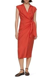 Mango Collared Midi Wrap Dress in Red at Nordstrom