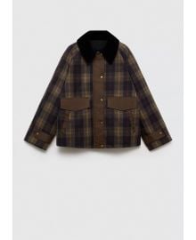 Mango Contrasting Collar Check Parka at Macys