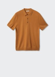 Mango Fine knit polo shirt in Curry at Mango