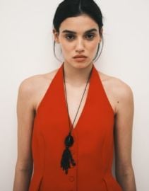 Mango Iguana halterneck peplum hem top in bright red - part of a set at ASOS