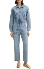 Mango Long Sleeve Denim Jumpsuit at Nordstrom