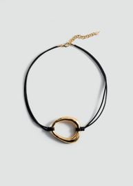 Mango Metal piece cord necklace at Mango