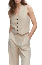 Mango Pinstripe Crop Vest and Trousers at Nordstrom