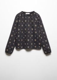 Mango Printed Long Sleeve T shirt in Charcoal at Mango