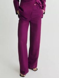 Mango Straight fit Linen blend Suit Pants in Fuchsia at Nordstrom