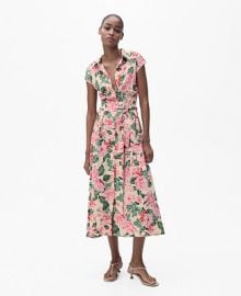 Mango Womens Belt Printed Shirt Dress - Macys at Macys