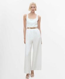 Mango Womens Belted Long Lyocell Jumpsuit - Macys at Macys