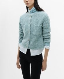 Mango Womens Jewel Buttons Detail Boucl Knit Sweater - Macys at Macys