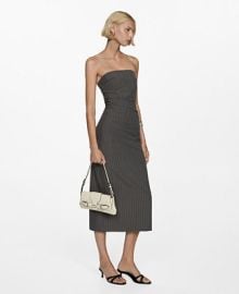 Mango Womens Strapless Pinstripe Dress - Macys at Macys