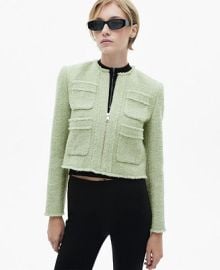 Mango Womens Zipper Detail Tweed Jacket - Macys at Macys