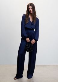 Mango Wrap neckline satin jumpsuit at Mango