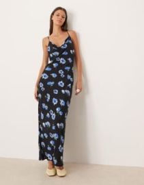 Mango cowl neck maxi dress in floral print at ASOS