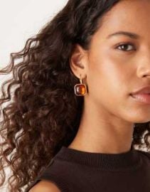 Mango rustic brown jewel earrings in gold tone at ASOS