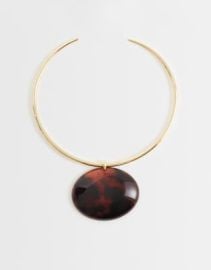 Mango statement pendant necklace in gold tone at ASOS