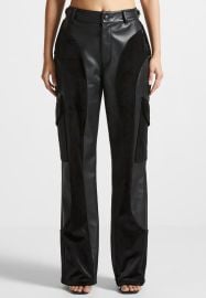 Mani re de Voir Leather And Velvet Cargo Pants at Manière De Voir