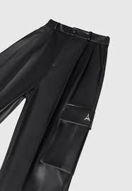 Maniere De Voir Vegan Leather Pleated Cargo Trousers at Manière De Voir