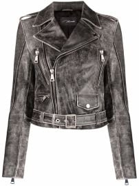 Manokhi Washed Leather Biker Jacket at Farfetch