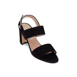 Manolo Blahnik - Khan Black Suede Sandal 70mm Mitchell Stores at Mitchells