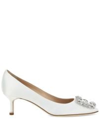 Manolo Blahnik 50mm Hangisi Pumps White at Farfetch