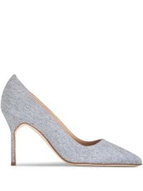 Manolo Blahnik 90mm BB Pumps Grey at Farfetch