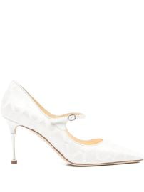 Manolo Blahnik Aleka geometric-pattern Strap Pumps White at Farfetch